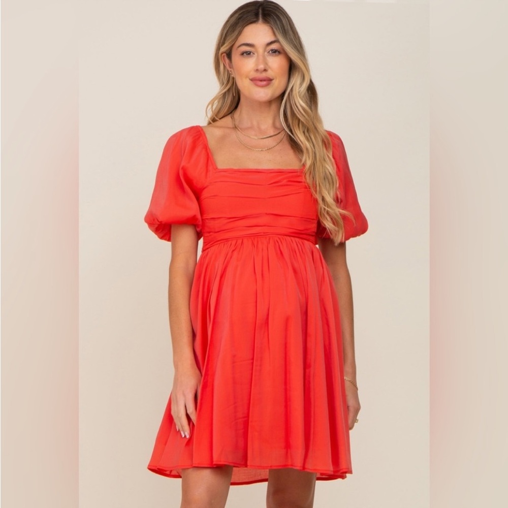 Pinkblush Puff Sleeve Smocked Back Dress